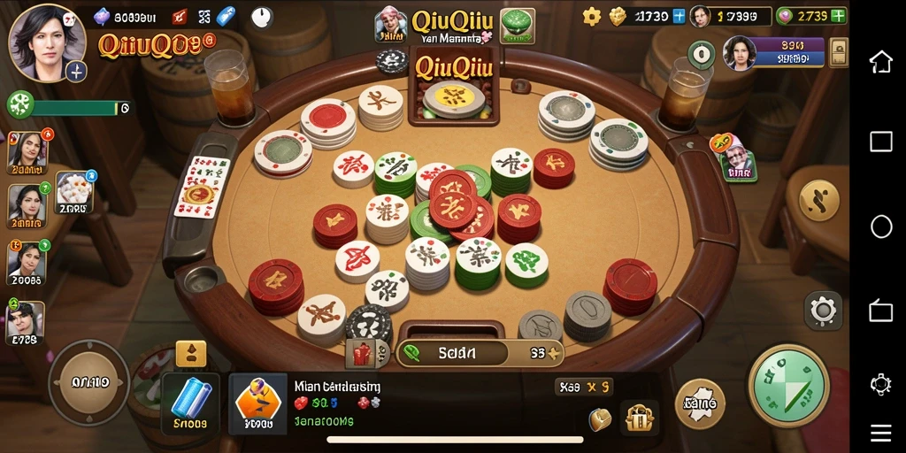 Screenshot gameplay QiuQiu yang seru dan kompetitif.