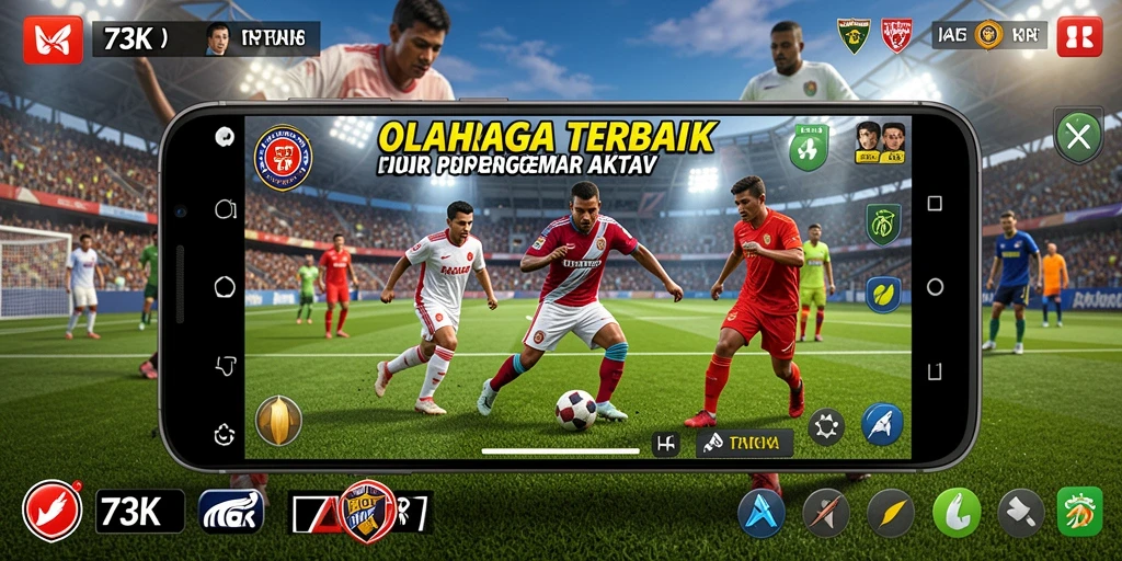 Screenshot utama 73K menampilkan duel seru antar pemain di lapangan.