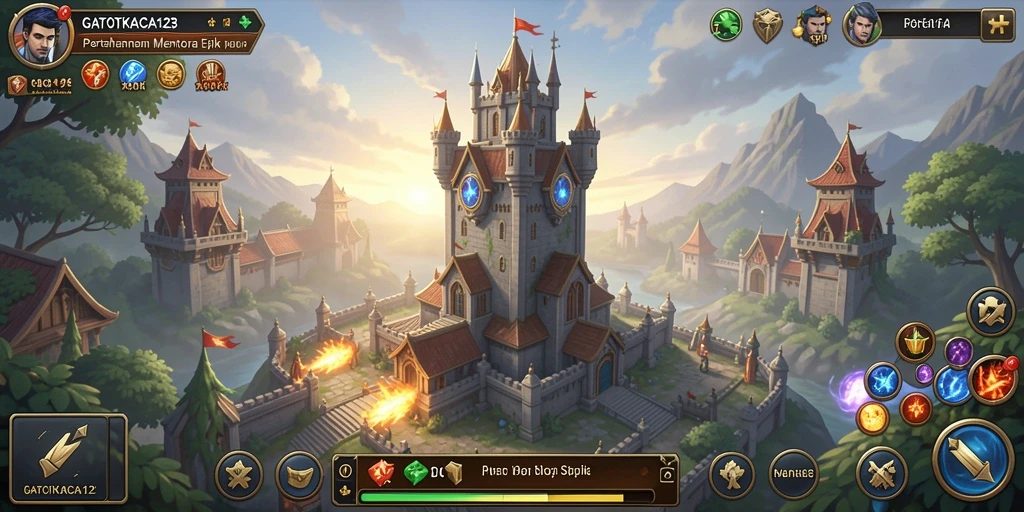 Tampilan gameplay menarik dari GATOTKACA123 menunjukkan strategi menara yang mendebarkan.