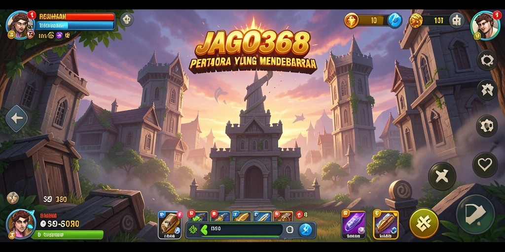 Tampilan utama gameplay JAGO368 dengan menara strategis dan musuh yang menyerang.