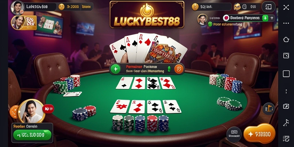 Tampilan gameplay LUCKYBEST88 yang menegangkan di meja poker.