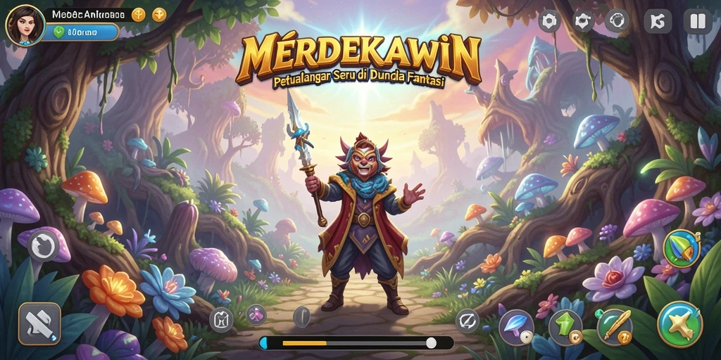 Screenshot gameplay MERDEKAWIN yang menampilkan petualangan mendebarkan.