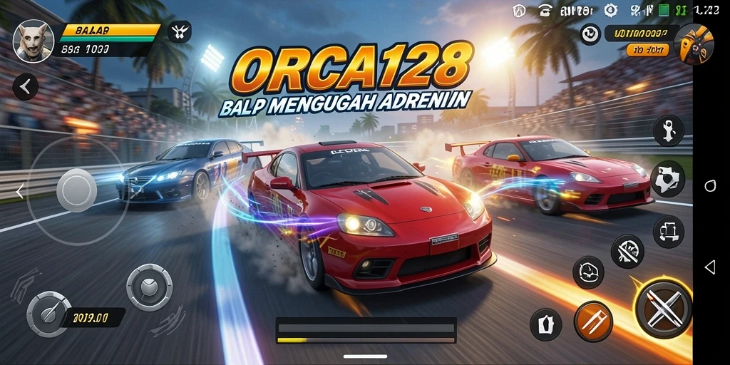 Gameplay balap yang seru dan mendebarkan di ORCA128.