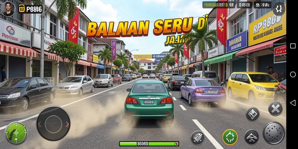 Screenshot RP886 menampilkan aksi balapan seru dan grafis realistis.