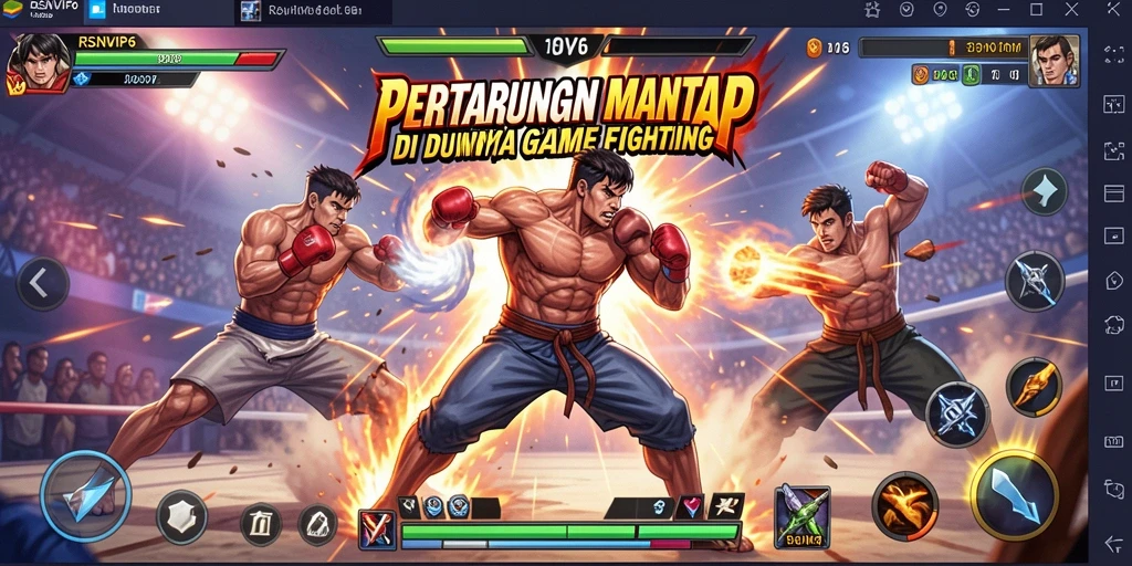 Screenshot utama RSNVIP6 menampilkan aksi pertarungan yang dinamis.