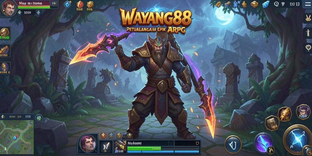 Tangkapan layar utama WAYANG88 menunjukkan aksi seru dalam pertarungan ARPG.
